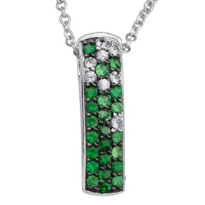 China CLASSIC Custom 18k White Gold, Tsavorite and Diamond Pendant for Necklace for sale