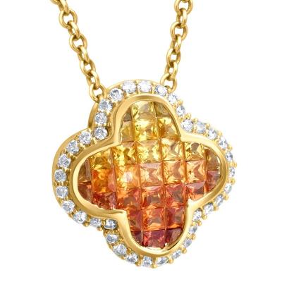 China CLASSIC 18 Carat Yellow Sapphire Custom Yellow Gold And Diamond Pendant For Necklace for sale