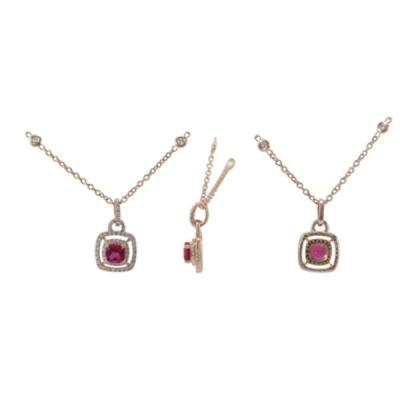 China Custom CLASSIC 14 Carat Rose Gold, Rubellite and Diamond Pendant for Necklace for sale