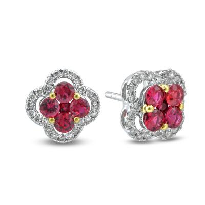 China Luxury and Gift 18K White Gold CLASSIC Ruby And Diamond Earring Earrings Women for sale