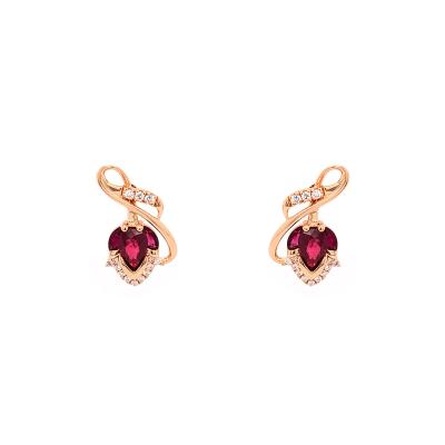 China CLASSIC Lavish Daily Wear 18K Gold Ruby And Diamond Earring Daily Wear Pink Earrings Women for sale