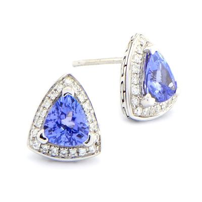 China 14K White Gold Charming CLASSIC Tanzanite and Diamond Earring for sale