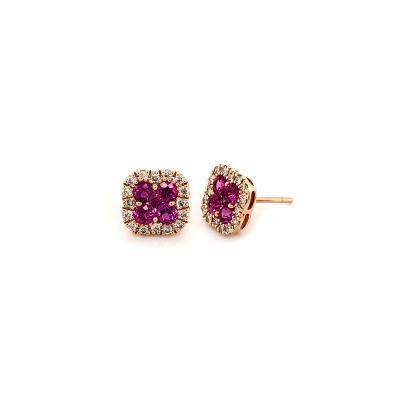 China Other 14k Rose Gold, Ruby and Diamond Earrings Cocktail Party for sale