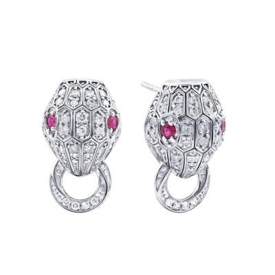 China Other Tailor Made 14K White Gold Ruby And Diamond Earring Earrings For Women 2021 for sale