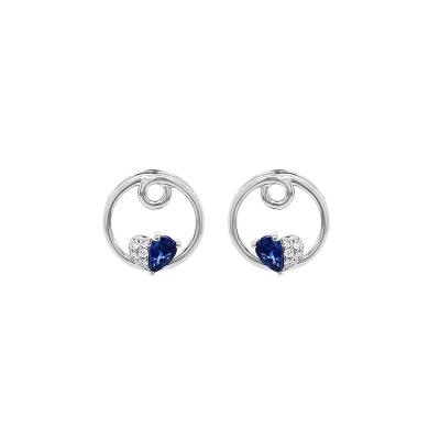 China Other Exquisite 14K White Gold Blue Sapphire And Diamond Earring Earrings Women for sale