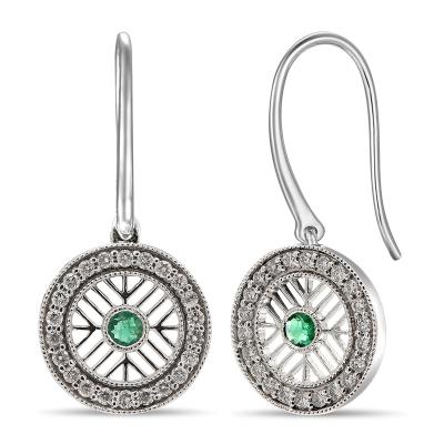 China The Other 18k White Gold, Diamond and Emerald Blue Sapphire Earrings for sale