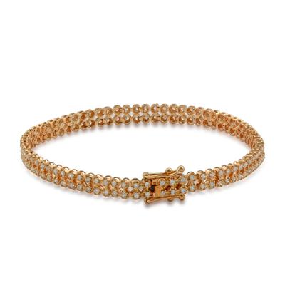 China Two Layer 18K Fashion Ladies Elegant Rose Gold and Diamond Chain Bracelet Men's Bracelet for sale