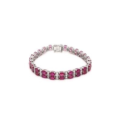 China RUBY Classy 18 Carat White Gold, Diamond And Ruby Bracelet Red Stone Gemstone for sale