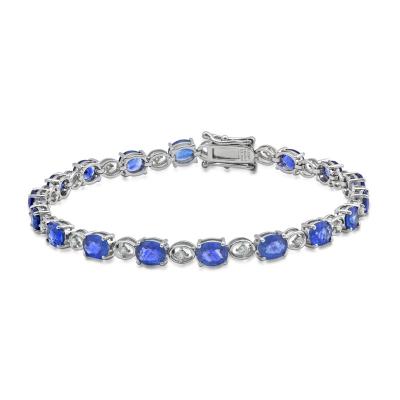 China Sapphire Elegant 18 Carat White Gold, Diamond And Sapphire Bracelet Natural Blue Sapphire for sale