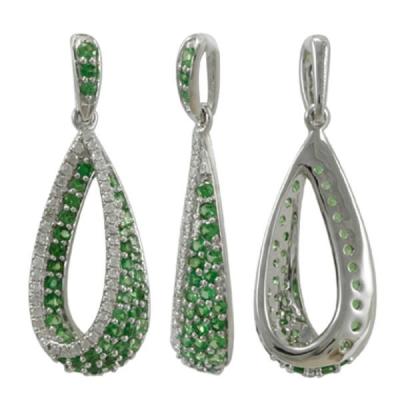 China CLASSIC Custom 18k White Gold, Tsavorite and Diamond Pendant for Necklace for sale