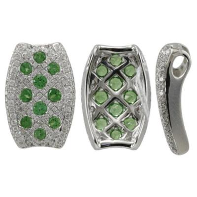 China CLASSIC Custom 18k White Gold, Tsavorite and Diamond Pendant for Necklace for sale