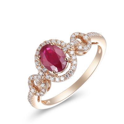 China Trendy Fashion Jewelry 14K Rose Gold Diamond And Ruby Ring Lucullan FASHIONABLE for sale