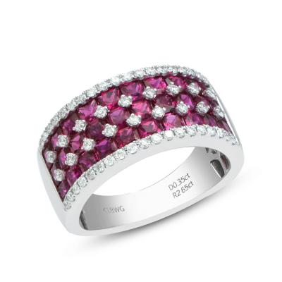 China RUBY Popular Design Personalized Fashion 18K White Gold Diamond And Ruby Ring for sale