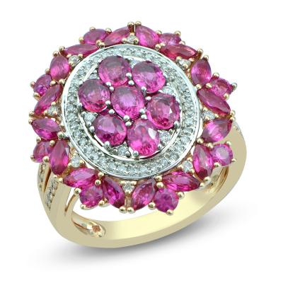 China FASHIONABLE Magnetic Materials Two Tone Mesmerizing 18K White And Rose Gold Diamond And Ruby Ring for sale