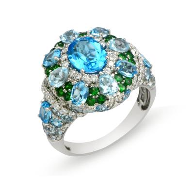 China Awesome CLASSIC 18K White Gold, Diamond And Multi Gemstone Magnetic Materials Ring for sale