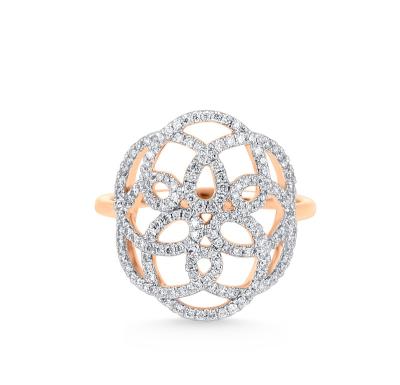 China Fashion 18K Rose Gold Diamond Ring Women's Personalized Natural Diamond Ring CLASSIC Ring for sale