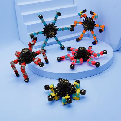 China 2022 Chained Toy Fingertip Deformed Spinner Transformable Gyro Compass Stress Reliever Fingertip Gyro Mechanical Decompression Decompression Robot Spinner for sale