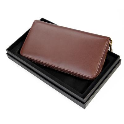 China New Fashion Style Mens Long Wallet Box Package Xmas Corporate Business Luxury Leather Wallet for sale