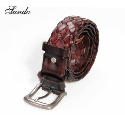 China New item handmade product unique genuine leather belt on promotional handmade product unique genuine leather belt woven leather for sale