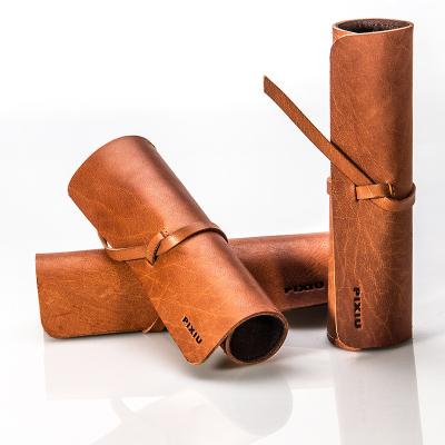 China Leather Pen Holder Luxury Office Business Gift Zipper Holder Pocket Pen Holder for sale