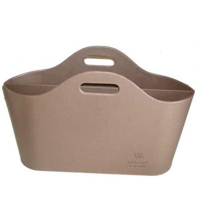 China Hotel Sustainable Cafe Leather PU Magazine Loader Basket Holder for sale