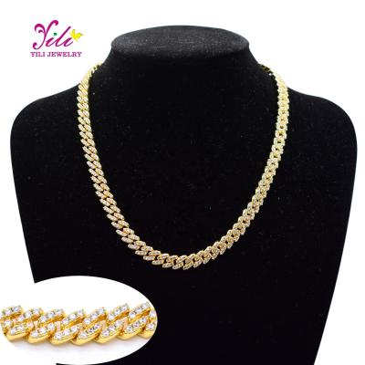 China Hiphop 8mm Fork Cuban Link Choker Chain Ice Out Miami Hip Hop Chain Necklace For Women Mens Fashion Jewelry for sale