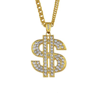 China Hip Hop Gold/Silver Plated Chain For Men With Dollar Sign Pendant Necklace, Hip Hop Dollar Necklace for sale