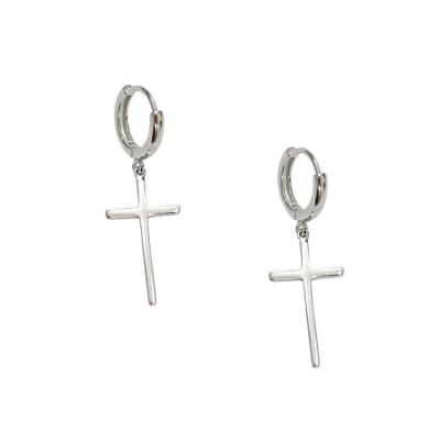 China Long Hanging Earrings 925 Sterling Silver Cross Earrings from FASHIONABLE Huggie Earrings for sale