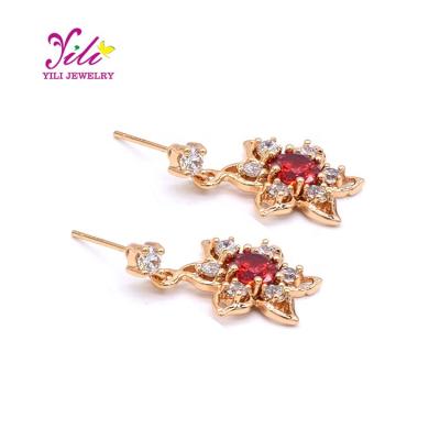 China CLASSIC Woman Jewelry Gold Stud Earrings Flower Design Flower Zircon Earrings Ladies Earrings Jewelry for sale