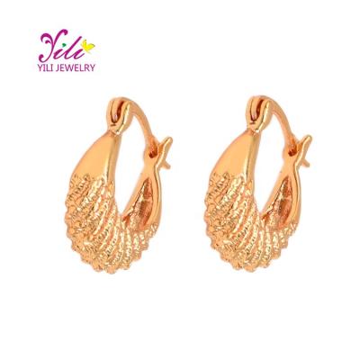 China Yiwu fashion 24k gold plated jewelry gold circle earrings romantic wholesale women's clip on earrings 56346 for sale