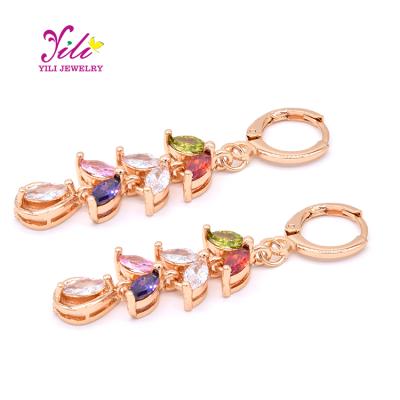 China TRENDY Fashion Wedding Earring With Zirconia Gold Plated Long Drop Earrings Women for sale