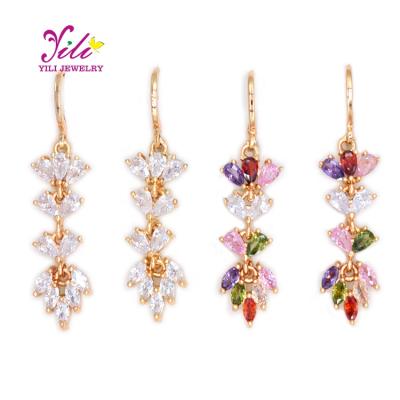 China Wholesale FASHIONABLE Mexico Style CZ Gold Color Dangle Earrings Women Long Drop Earrings (E56319) for sale