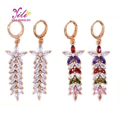 China YILI Romantic New Products Fashion Jewelry Set Rose Gold Plated Luxury Long Drop Earrings For Women 2020 (E56302) for sale