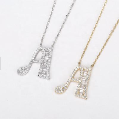 China Hiphop Alphabet Diamond Necklace Charms 925 Silver Letter Necklace Pendant Jewelry for sale