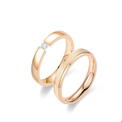 China CLASSIC New Arrive 4mm Stainless Steel Couples Ring For Women Women Men Wedding Engagement Ring Jewelry Rose Gold Plated for sale