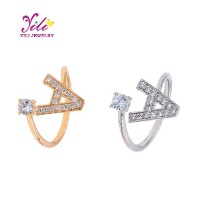 China TRENDY Fashion Alphabet Initial Letter Running Gold Plated Rings Adjustable Gold for sale