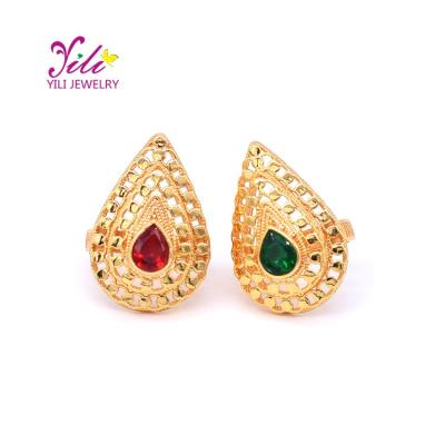 China Exquisite Appearance Hot Selling Gold Color And Dubai Design African Gemstone Plating Ring For Women 56116 for sale