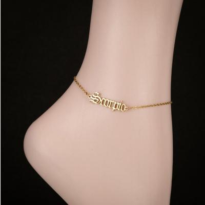 China 2021 New Stainless Steel 12 Zodiac Gold Silver Plated Charm FASHION Anklet Foot Chain Birthday Jewelry Foot Accessories Anklet for sale