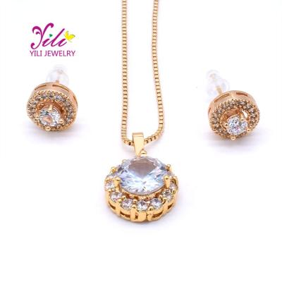 China Wholesale BOHEMIA White Zircon Brass Gold Plated Diamond Jewelry Sets 10243 for sale