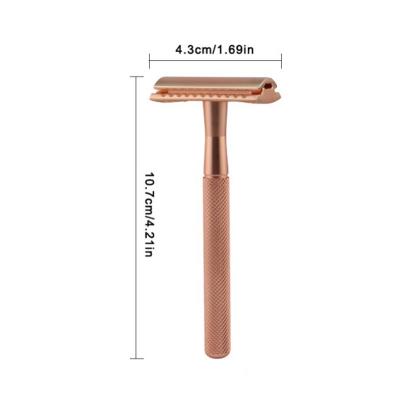 China Double Edge Manual Safety Razor Razor Double Edge Blade Gold + 5 Sharp Blades With ABS Case Razor Razor for sale