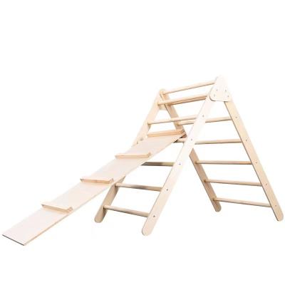 China 3-12years High Quality Wooden Climbing Frame Triangle Kids Indoor Slides for sale