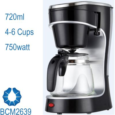 China 5-Cup Drip Coffee Maker stream line design in black BCN2639 for sale