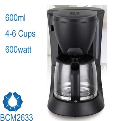 China 5-Cup Drip Coffee Maker stream line design in black BCM2633 for sale