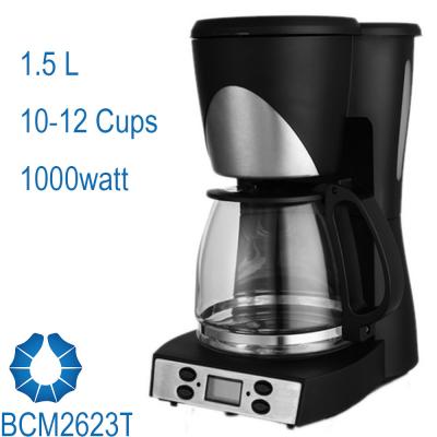 China 10-Cup Drip Coffee Maker stream line design in black BCM2623T for sale