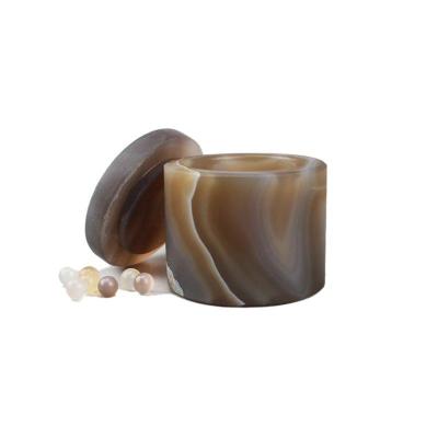 China Etched Agate Jar Peach Druzy Agate Agate Tube Jar for sale