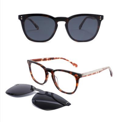 China Acetate Clip On Big Acetate Sunglasess FG1006 Eyewear Optical Frames Magnetic Removable Sunglass Design for sale