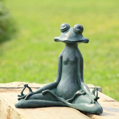 China China Famous Funny Green Frog Zen Yoga Bronze Statues For Garden Ornament for sale