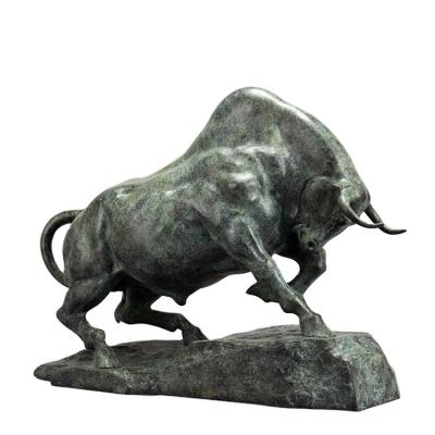 China Europe Instock Small Size Metal Sculpture Cow Bronze Metal Artwork Gift Bull Animal Decoration for sale