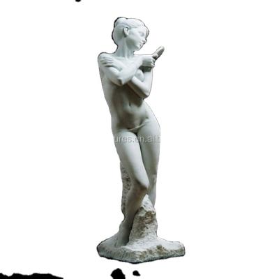 China Modern Natural Sexy Elegant Marble Hand Carved Nude Woman Sculpture Stone Girl Statue for sale