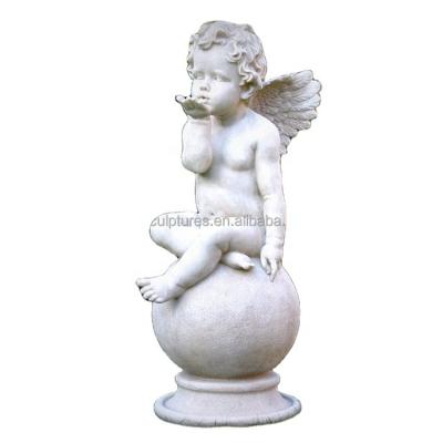 China Small EUROPEAN Stone Garden Child Sculpture Marble Angels Angels Statues For Decoration for sale